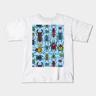 Beetles on blue Kids T-Shirt